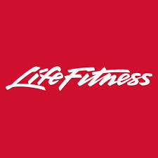 LIFE-FITNESS - Heartbeat Fitness Repair White cursive text "Life Fitness" on a red background.