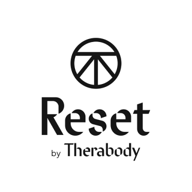 THERABODY - Heartbeat Fitness Repair Logo featuring the word "Reset" with a circular symbol above it, associated with Therabody.