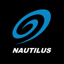 NAUTILUS - Heartbeat Fitness Repair Logo of Nautilus featuring a blue spiral on a black background.
